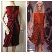 GIANNI VERSACE Vintage Couture Stunning Red & Black Deep V Back Dress (Size 42)