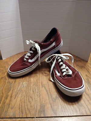 Vans Shoes Old Skool Canvas Mens Burgundy Port Royale Skate Lace Up  Sneakers
