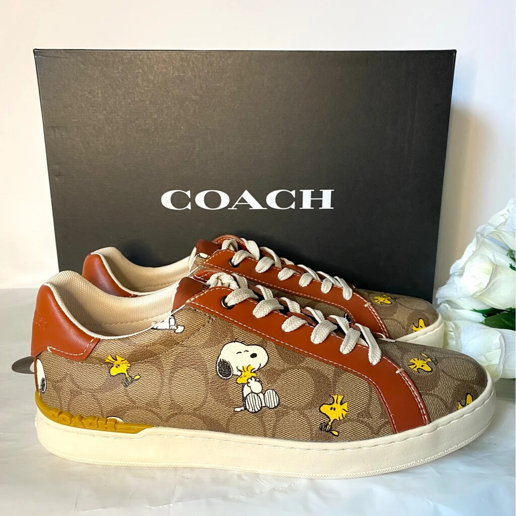NWB Coach X Peanuts Clip Low Top Sneaker Canvas With Snoopy