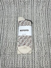 ROTOTO Kasuri Ribbed Crew Socks, SIZE L, 27cm-29cm, Snub Cotton, Knitted, Japan
