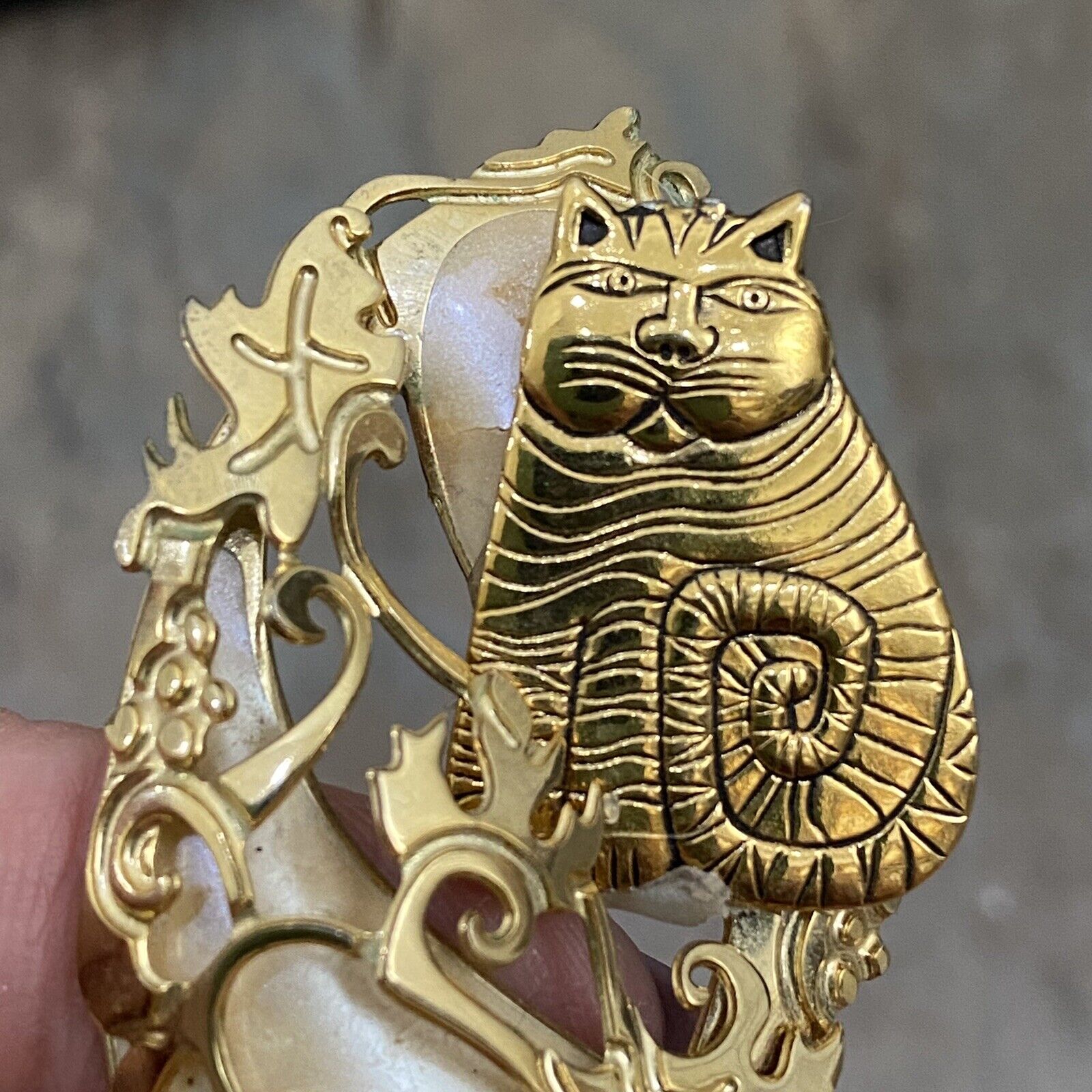 Rare Vintage EDGAR BEREBI Signed Gold-tone Cat Mo… - image 8