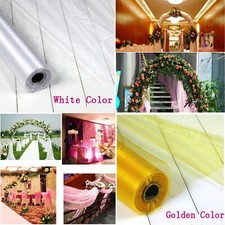 32.8Yards Bridal Wedding Draping Decoration Glass Yarn White and Golden Random 
