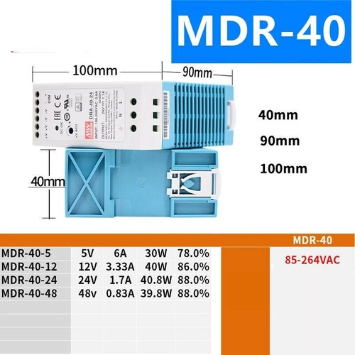 Single Output Din Rail Switching Power Supply AC/DC MDR-40 40W 12V 24V 48V - Picture 2 of 6