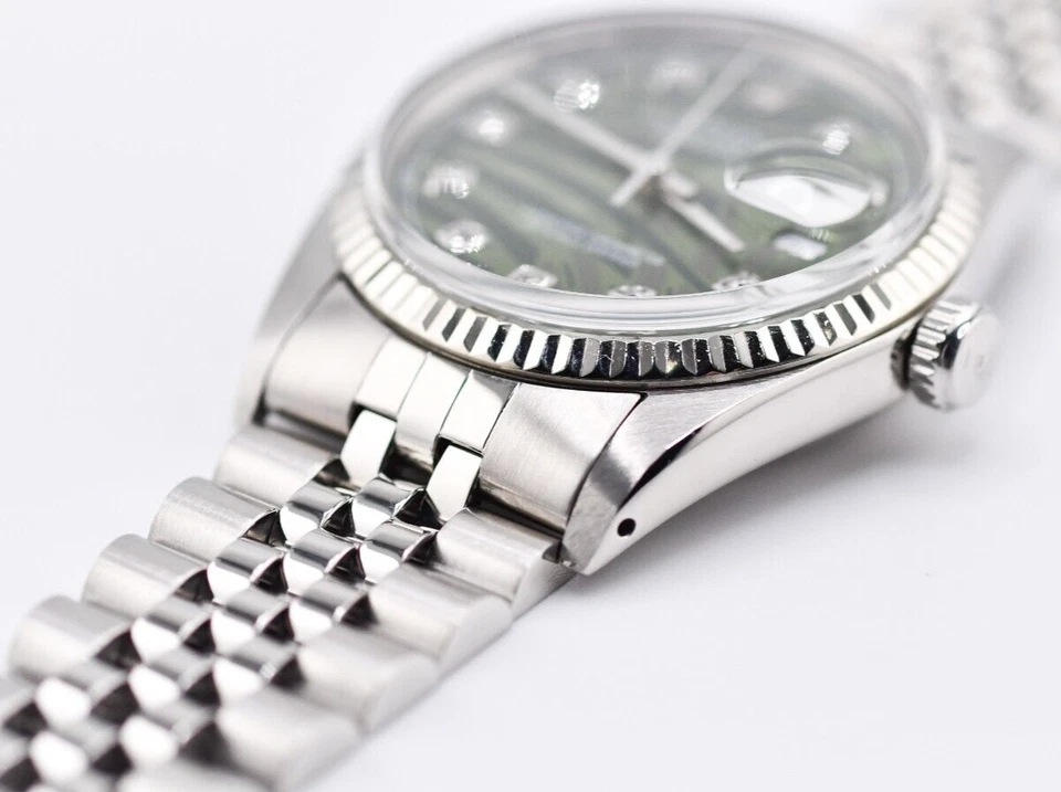 Юбилейные часы Rolex Datejust 16014 с зеленым пальмовым бриллиантовым циферблатом 36 мм сталь / золото 18 карат - Изображение 2 из 4