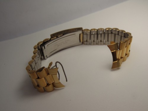 18mm HADLEY ROMA Watch Band Gold Micron Stainless Steel Curved End New Old Stock - Picture 14 of 24