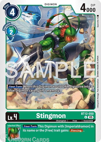 BT12-050 Stingmon : Uncommon Foil Alternative Art : AD01: Advanced Booster Digim