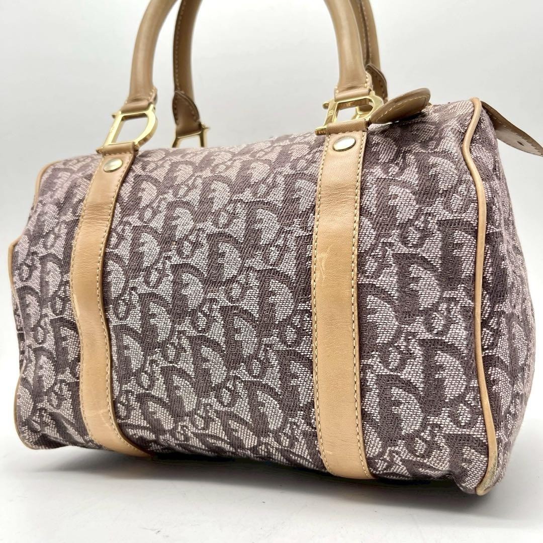 Christian Dior Trotter D Metal Mini Boston Bag Beige Handbag Used