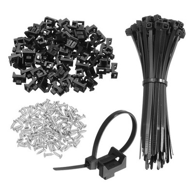 60pcs 0.85'' Mounts Base with 60pcs 6'' Cable Ties & 60pcs M5 Screws, Black