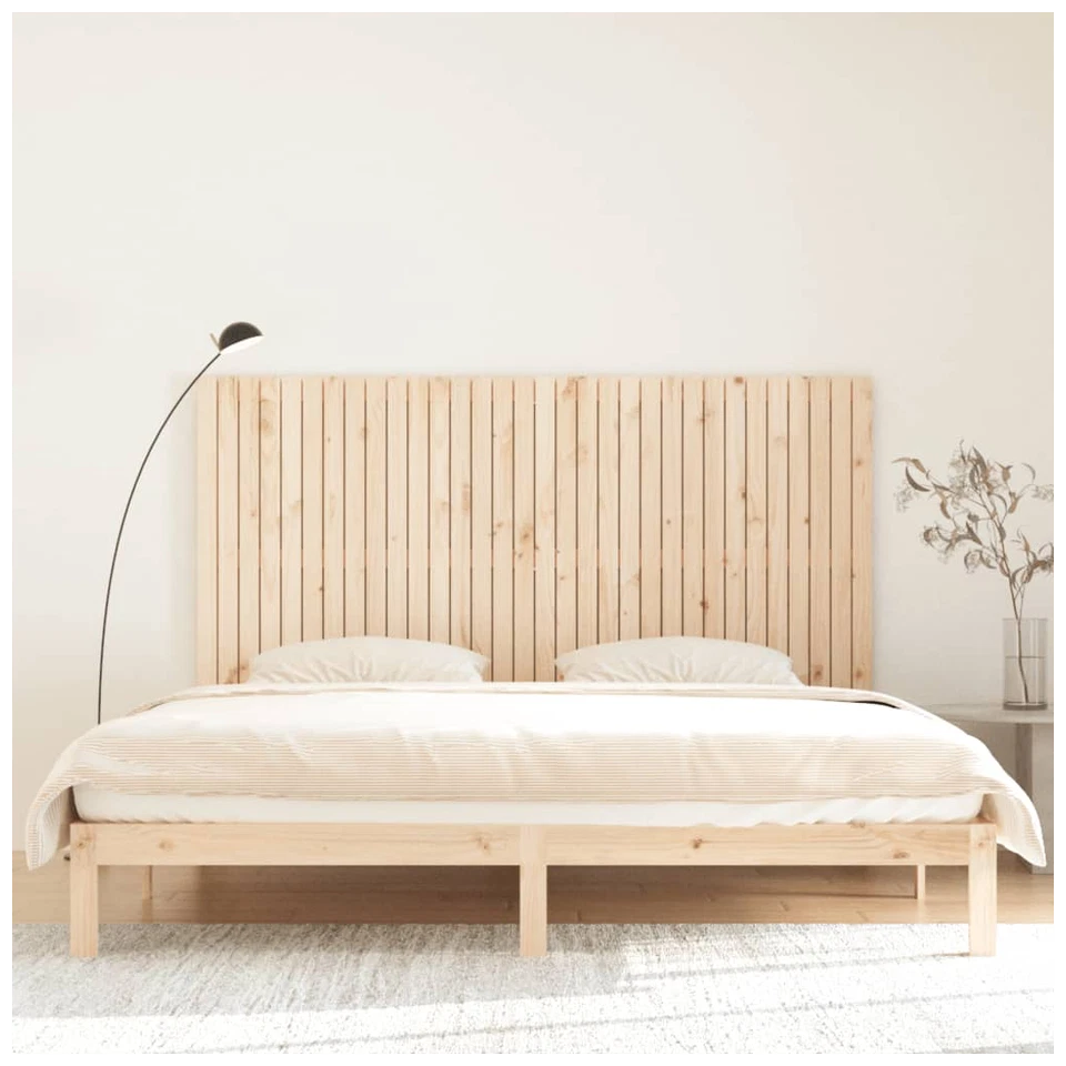 Cabecero de Pared Madera Maciza de Pino Marrón 204x3x110 cm Rústico Montado en Pared Elegante TV Foto 3 de 4