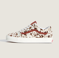 Vans Classics Old Skool Unisex Trainers in White and Brown Animal Print