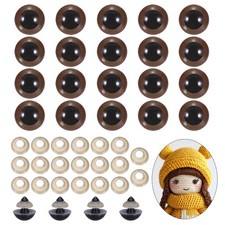 18mm Safety Eyes, 20Pcs Realistic Doll Crocheting Safety Eyes Brown