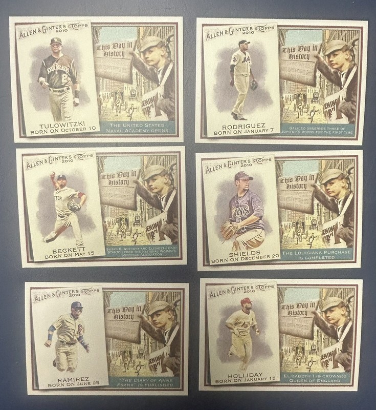 2010 Topps Allen and Ginter This Day in History Lot of (6) Baseball Cards