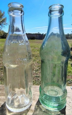 Pair Florida Soda Bottles Tallahassee Avon Park Vintage Coca Cola Soda Water