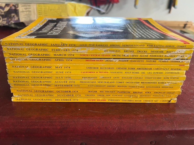 1974 National Geographic Magazines Complete Year Full Set