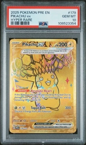 Pikachu Ex 179/131 Prismatic Evolution Gold Hyper Rare PSA 10