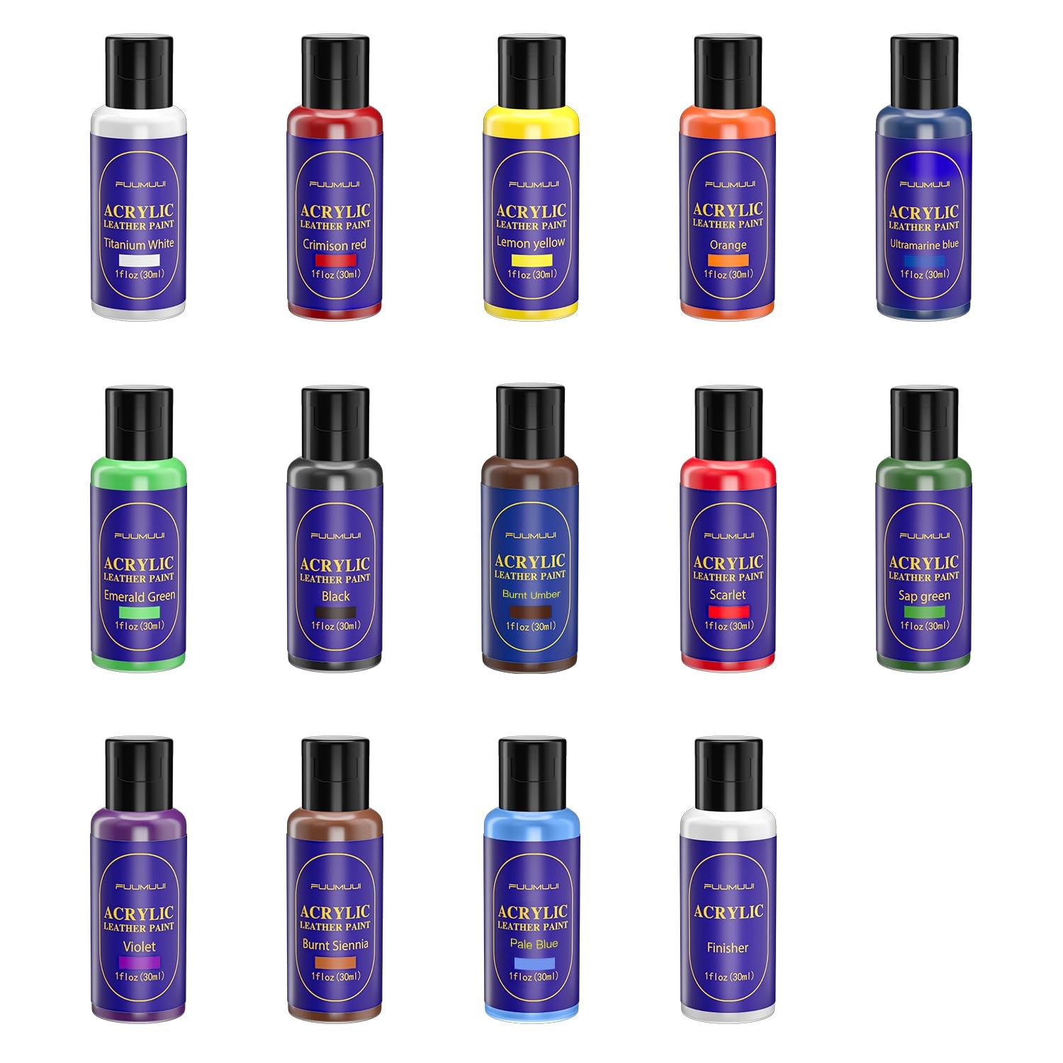 13 Colors Acrylic Leather Paint Kit for Shoes, Sneaker, Couches, Bags, Car Se...