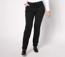 Women W Control Black 1X Faux Drawstring Waist Pants With Pockets A627440 NWT