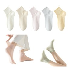 5 Pairs Women Girl Cotton Summer Soft Socks Mid Calf Elastic Outdoor Comfy Socks