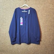 NWT Scrubstar Women Active Warm-up Jacket Snap Closure 3XL Navy Blue Stretch