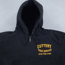 Dri Duck Jacket Mens XL Black Hooded Full Zip Workwear Cuff Ribbed Lined Coat