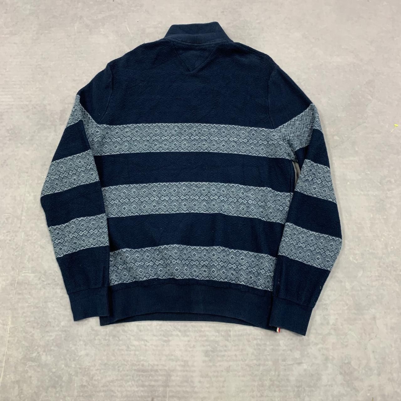 Tommy Hilfiger knitted jumper 1/4 Zip striped Patterned knit sweater Men's M thumbnail 5