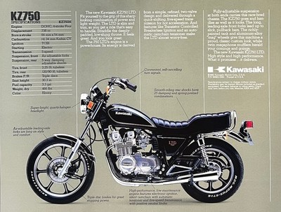 1982 Kawasaki KZ750LTD double-sided sales brochure-literature NOS