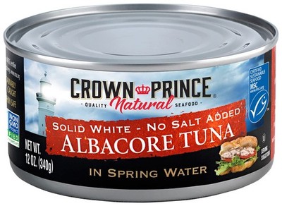 Crown Prince Natural Solid White Albacore Tuna in Spring Water, No Salt Added...