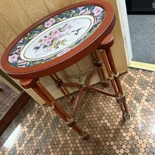 THE FRANKLIN MINT ~ "The Hummingbird Garden" Tray Table whimsy plant stand 