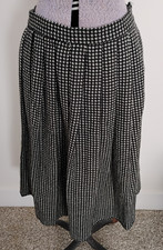 Vtg 80's Pleated Wool Midi Skirt Women  s Black White Sz 6 Academia Office