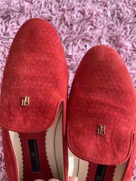Women Carolina Herrera Heels Red Suede 37.5