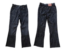 Vintage Suede Leather Womens Pants Sz 12 Black Bootcut Western Boho Biker 30 29