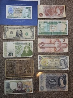 Joblot Mixed Currency Vintage 10 Banknotes
