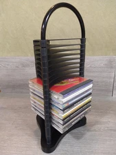 Vintage Y2K FELLOWES CD Shelf Rack (Holds 20) Black/Gray Modular Contoured