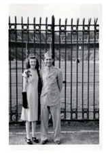 50s American Couple Baseball Stadium Vintage Photo Snapshot California