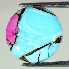 07.10Cts Cotton Candy Pink Copper Turquoise Round Cabochon Loose Gemstone