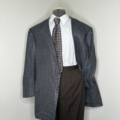 Hickey Freeman Mens Blazer 48R Gray Silk Wool 4XL Sport Coat Suit Jacket Y2K USA
