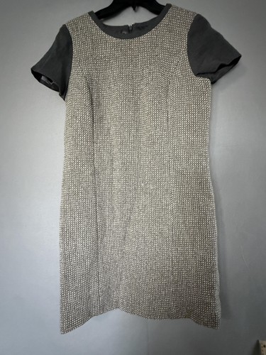 Talbots, Talbots Dress Womens 8 Gray Tweed Short Sleeve Shift Wool Blend Office Work