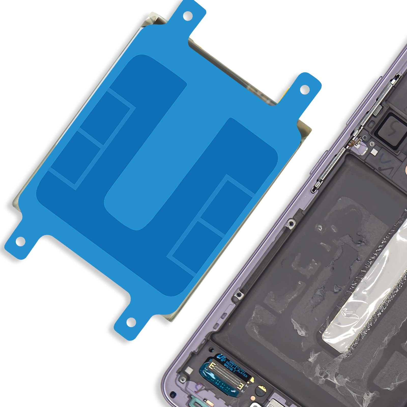 Adhésif batterie Galaxy S21 FE double face bleu - 3