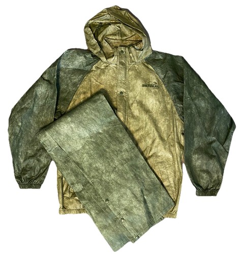 Natural Gear Ultralight Rain Suit Jacket w/hood & Pants Bag Set Green Camo L