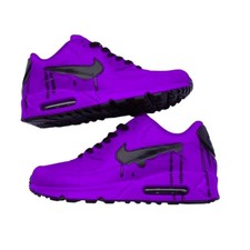 Custom Nike Air Max 90 - Purple Black Drip - Hand-Painted - Dripped Nike Shoes