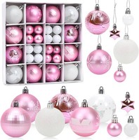 Weihnachtskugeln Set 44 StüCk Rosa Weiß Kunststoff Christbaumschmuck Deko