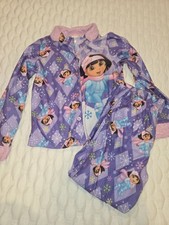 Dora The Explorer Vintage 2 Piece Pajama Set Purple Collectable Girl's Size 8