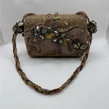 Vintage Mary Frances Embellished Floral Beaded Gems Crossbody Purse Clutch