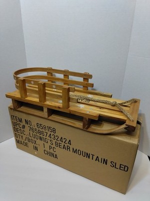 2002 Boyds Bears Sleigh - Ludwig's Bear Mountain Winter Wooden Sled