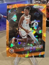 2025 Panini WNBA Prizm Saniya Rivers #131 RC Orange Cracked Ice Prizm Sun