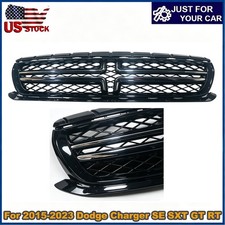 For 2015-2023 Dodge Charger Se Sxt Gt Rt Front Bumper Upper Grill Black Chrome