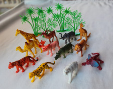 Lot of 12 Hard Plastic Toy Animals Jungle Safari Zoo Wildlife Nature Education