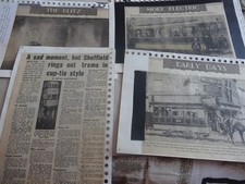 EPHEMERA - SHEFFIELD - TRAM - NEWSPAPER CUTTINGS ON CARD - SOCIAL HISTORY