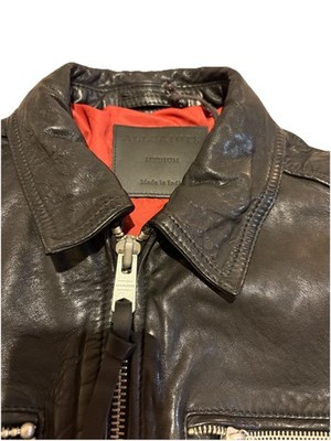 NWT All Saints Men's Black Leather Maya Jacket Biker Size Medium