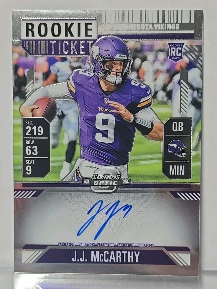 2024 Contenders Optic J.J. McCarthy Rookie Ticket Auto Variation RC  #101